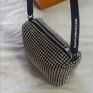 Alexander Wang Black and Silver Crystal Clutch